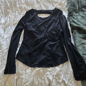 90 Degree Black Womens Long Sleeve With Criss Cross Back Size Large